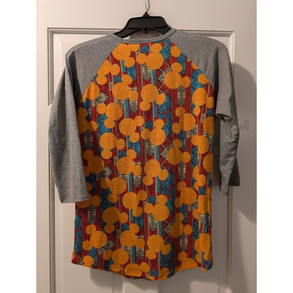 LuLaRoe Disney Randy Tee Shirt Women’s Small Gray Sleeves Mickey Mouse Print - Picture 3 of 6